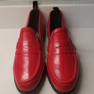 Misty Harbor Red Rubber woman Loafer with black lug soles. Size 11.